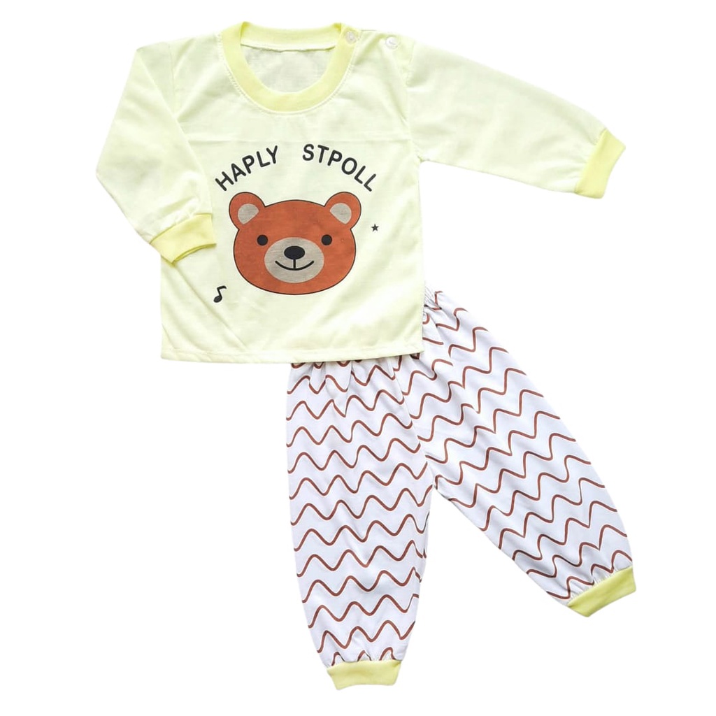 Baju Tidur Kancing Pundak 0-12 Bulan COD Piyama Bayi Baju Tidur Anak Piyama Murah Baby Leticia Setel