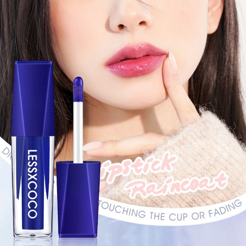 LESSXCOCO Blue Lipstick Color Changing Moisturizing Lip Gloss Biru Rubah Warna Waterproof Original Terlaris