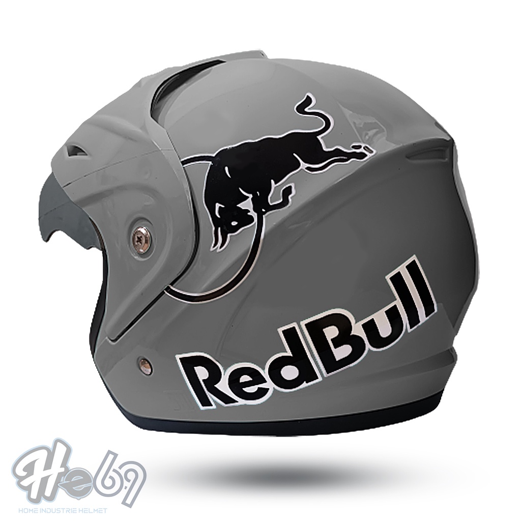 Helm Half Face JP5 Red Bull / Helm Dewasa Pria Dan Wanita SNI