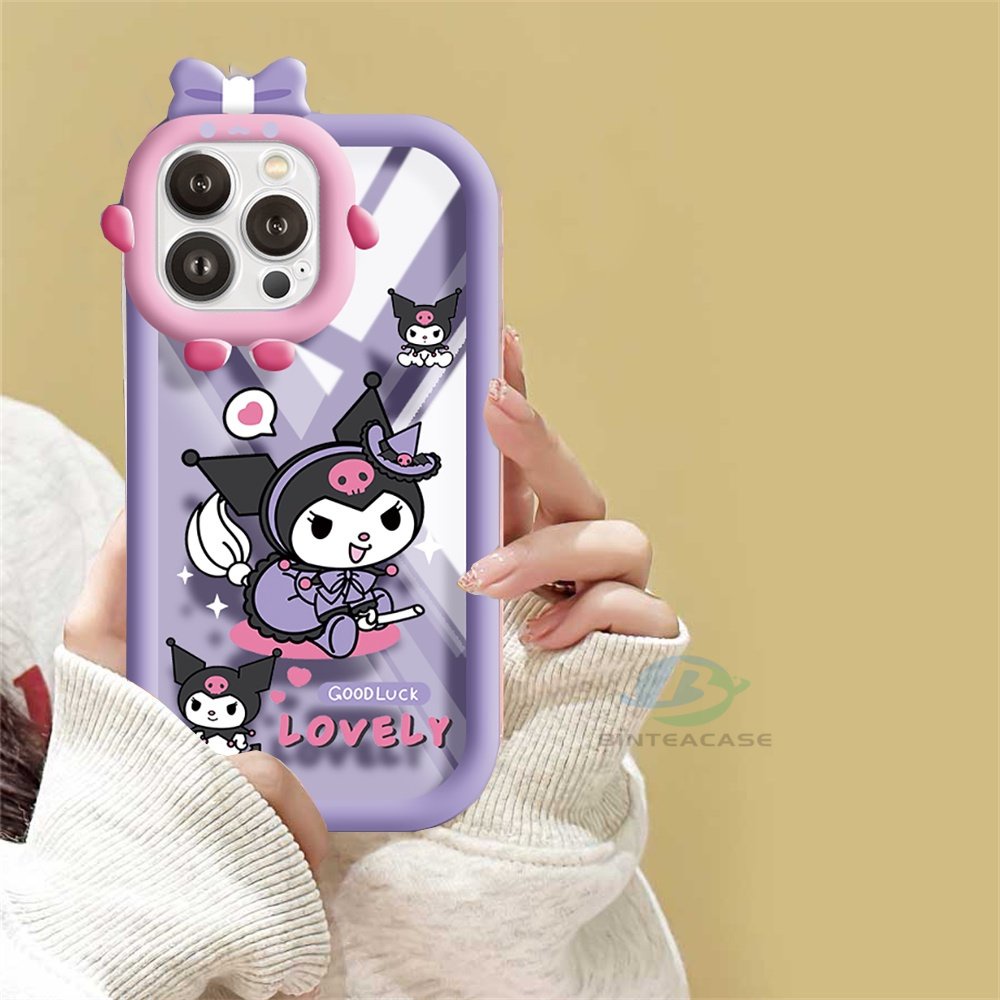 Redmi 10C 10A Note 11 Pro Note 11S 9C 9A 10 9T 9 Note10 5G 10s Note9 Note9S Note8 Poco M5S X3 NFC M3 Pro Lovely Kuromi Bunny Little Monster Frame Lensa Phone Case Binteacase