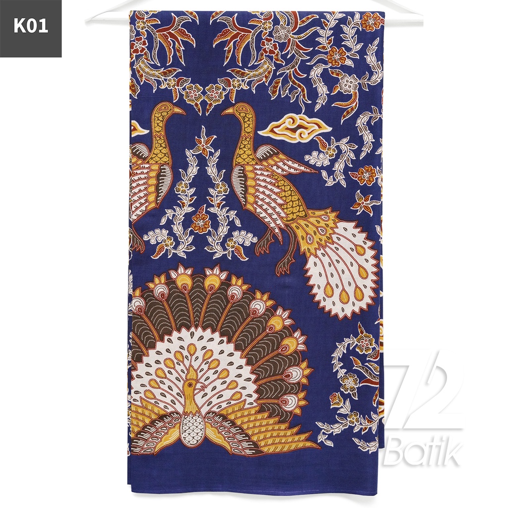 KAIN BATIK PREMIUM Bahan Katun Motif Burung Merak Biru 722685 Cap 72 Jarik Jarit Samping Kebat Panjang Batik Katun Modern Premium Bahan Seragam Batik Pernikahan Kantor Keluarga Murah Kamen Jadi Batik Bali Lembaran