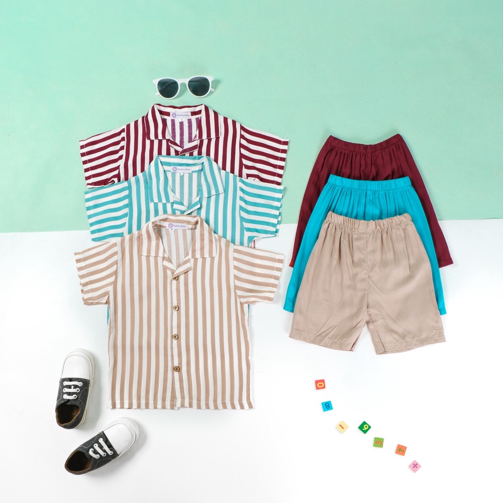 Fairy Baby Summer Stripe Set | Setelan Salur Anak Laki-Laki 1-4 Tahun