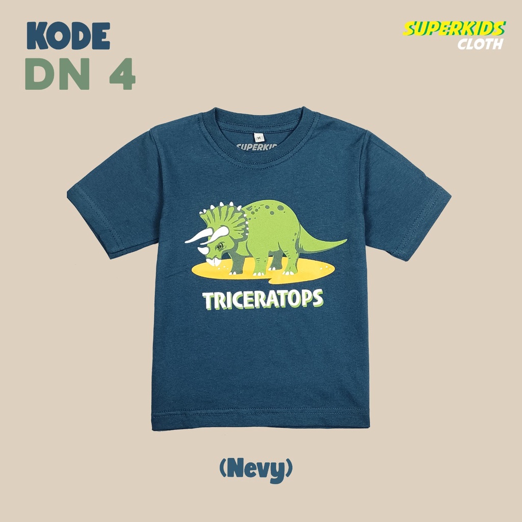 KAOS ANAK COWOK/ PAKAIAN ANAK LAKI-LAKI DINOSAURUS TRICERATOPS 1-11 TAHUN BRAND SUPERKIDS CLOTH