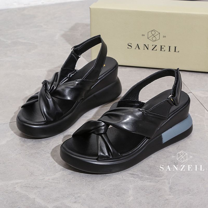 0007 Sanzeil Savina Wedges - Sandal Wanita Import Wedges Tinggi Model X Sandal wanita Terbaru kekinian