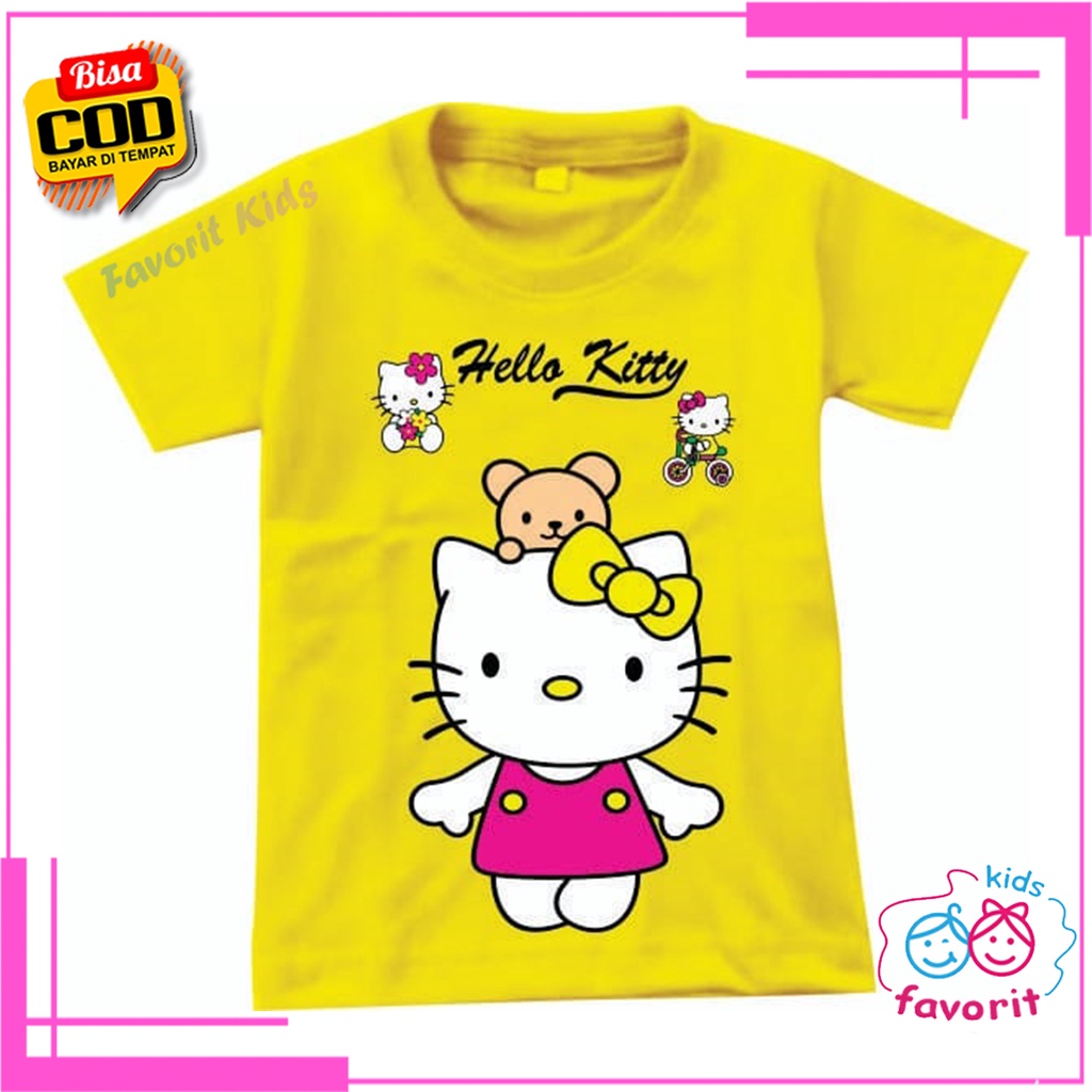Favorit kids Baju kaos motif hello kitty atasan lengan pendek anak perempuan