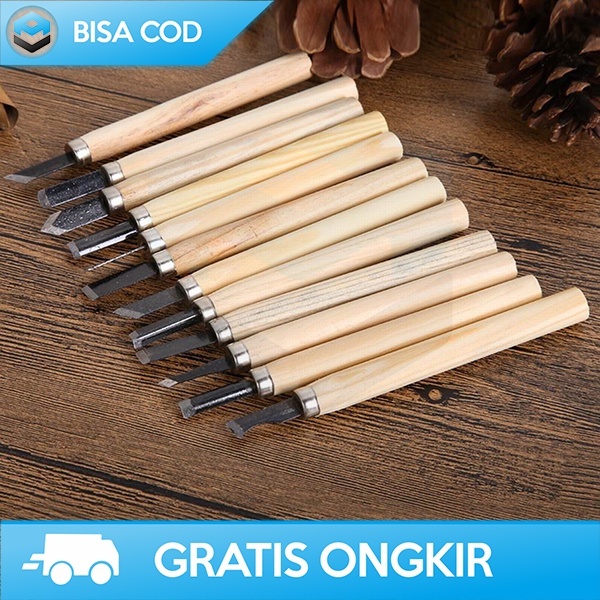 SET ALAT UKIR PAHAT KAYU 12IN1 PERALATAN DIY TOOKIE WOOD CARVING ART