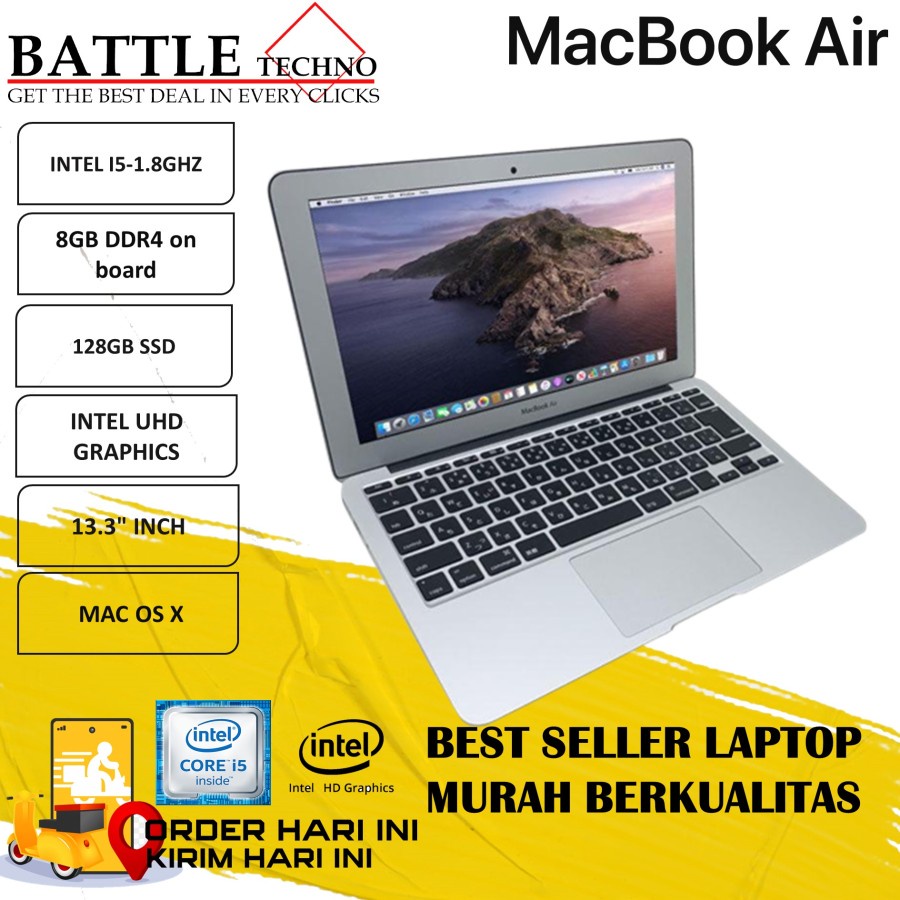 ORIGINAL MACBOOK AIR 2017 MQD42 intel core i5 1.8 gz 8GB SSD 256 TERLARIS