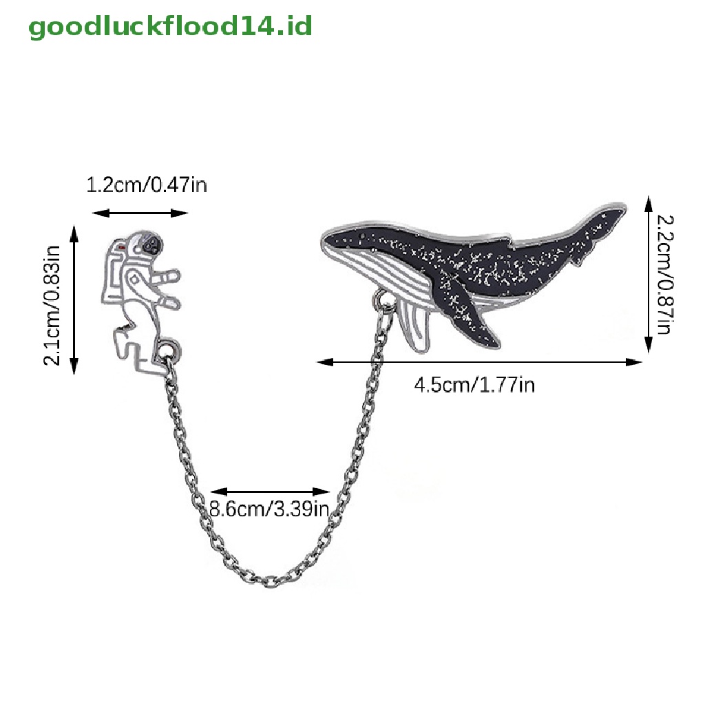 [GOOGFOUR] 1pc Bros Rantai Astronot Paus Kartun Ikan Laut Luar Angkasa Bros Enamel [Atas]