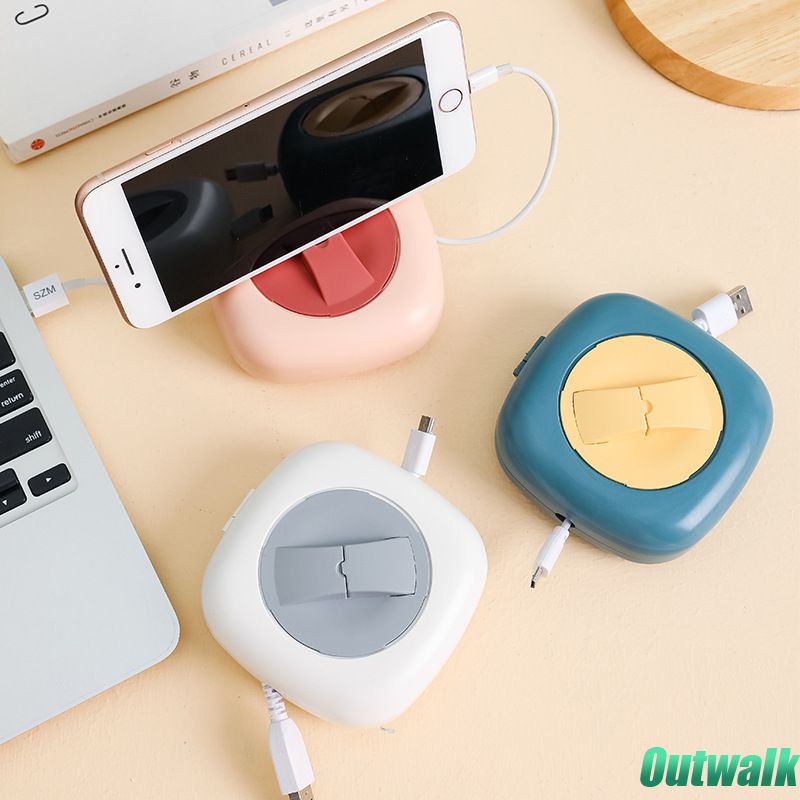 ღ Portable Rotatable Kabel Data Kotak Penyimpanan Serbaguna dengan Ponsel Pemegang Earphone Kabel Sorting Kotak Tahan Air dan wear-Resistant Earphone Kabel Organizer