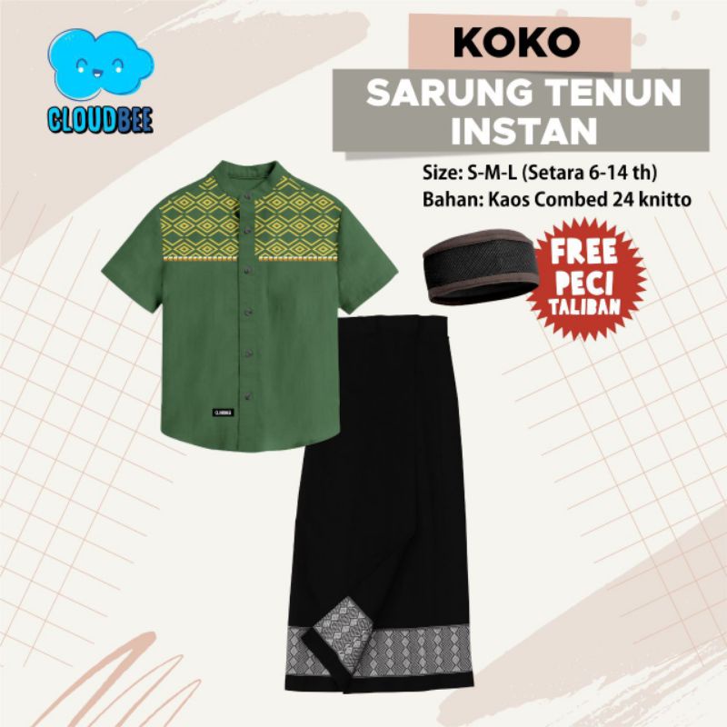 KOKO SARUNG TENUN INSTAN CLOUDBEE size 6-14 T/ SARKOCI KEMKO CLOUD BEE