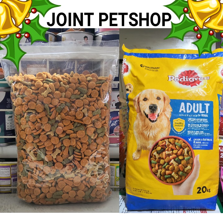 GRAB/GO-JEK ( 10 PCS ) Makanan Anjing Pedigree Adult Chicken &amp; Vegetables Flavour Kemasan 1KG