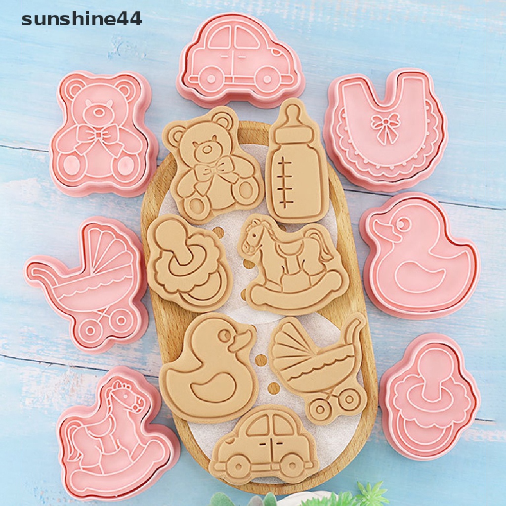 Sunshine 8pcs/Set DIY Cetakan Biskuit Kartun Bayi Cookie Cutter Cartoon Biscuit Mold.