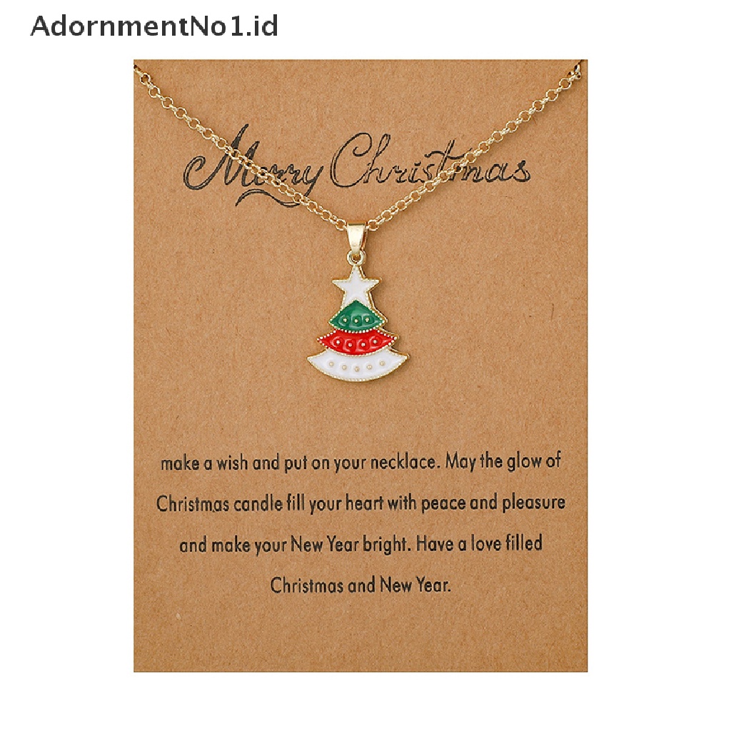 [AdornmentNo1] Lucu Tema Natal Kalung Fashion Santa Claus Pohon Natal Enamel Logam Liontin Kalung Wanita Xmas Pesta Perhiasan Hadiah [ID]