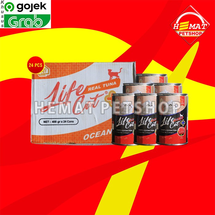 GOSEND Makanan Kucing Life cat Plus Wet Food Kaleng Dus 24Pcs 400gr