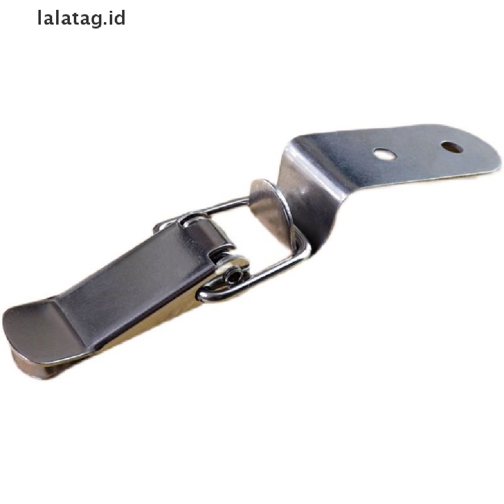 [lalatag] 90derajat Bebek-Mulut Gesper Kait Kunci Stainless Steel Spring Loaded Draw Toggle Latch Clamp Clip Silver Pengait Kait Tangkap Gesper [ID]