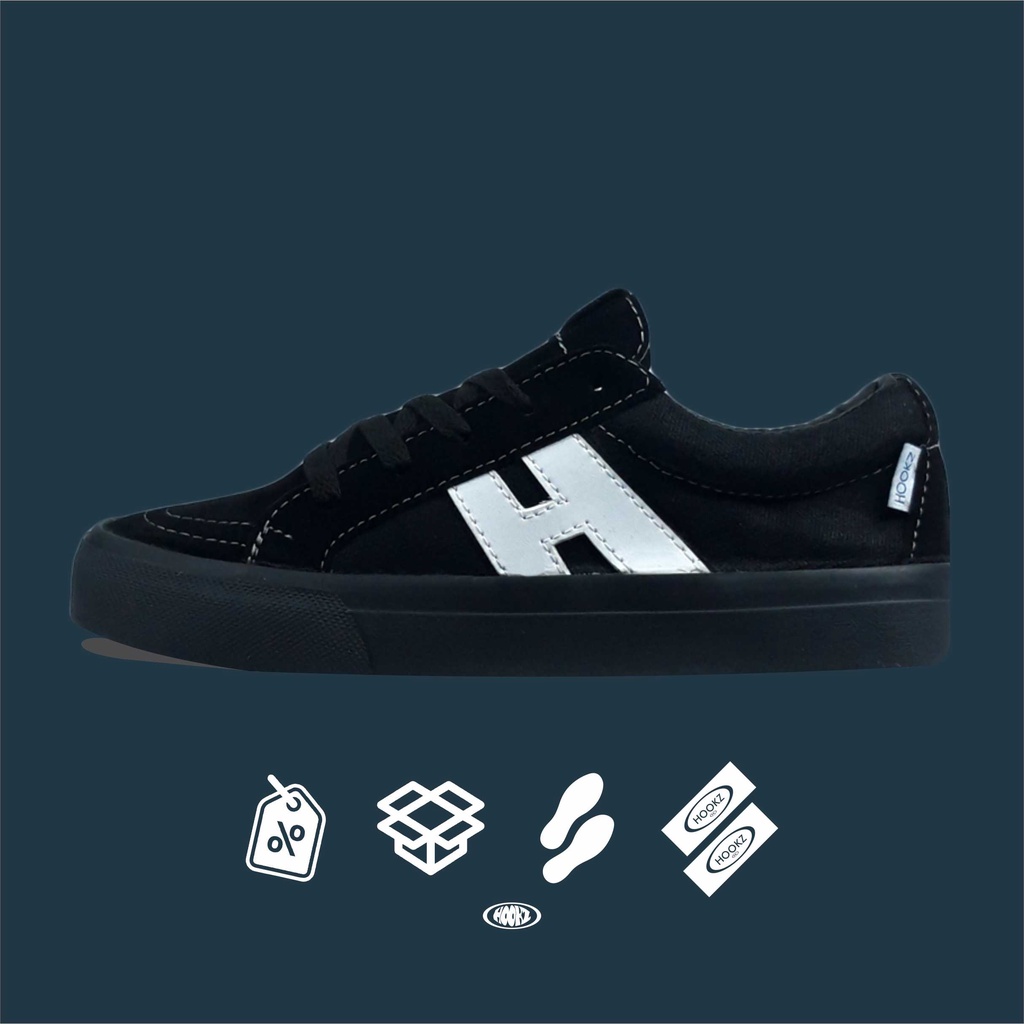 HOOKZ.INC - SEPATU TALI  REX BLACK BOB | BLACK | ORIGINAL 100%