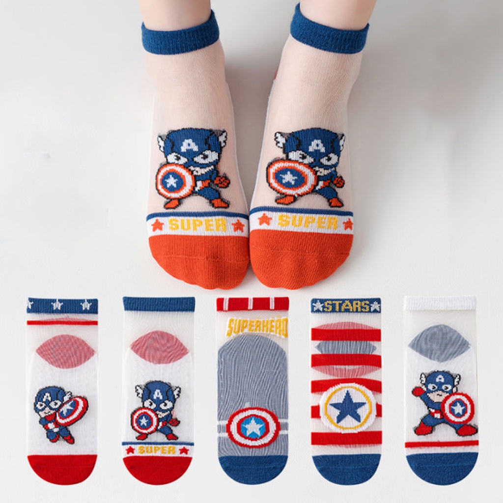 GTB Kaos Kaki Anak Motif Captain America Transparan Kaus Kaki Bayi Lucu KK046