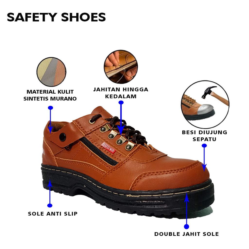 Sepatu Pria Safety Besi-Pendek Kerja Proyek Gunung Hiking-Sepatu Pria Safety BESI  Original 100% Untuk Pria Kerja Proyek