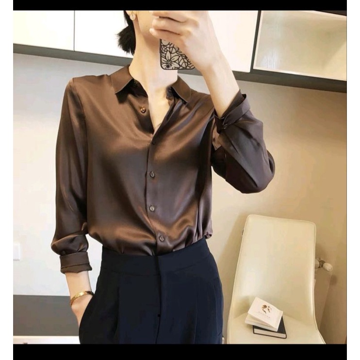 kemeja blus satin zara fit to XL