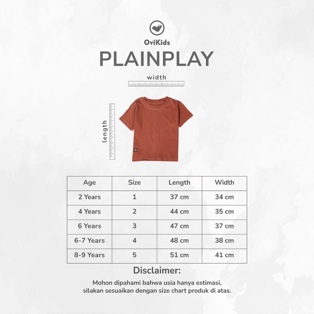 PLAINPLAY KAOS POLOS ANAK BAJU ANAK LAKI-LAKI PEREMPUAN KAOS ANAK UNISEX 2-9 TAHUN OVIKIDS