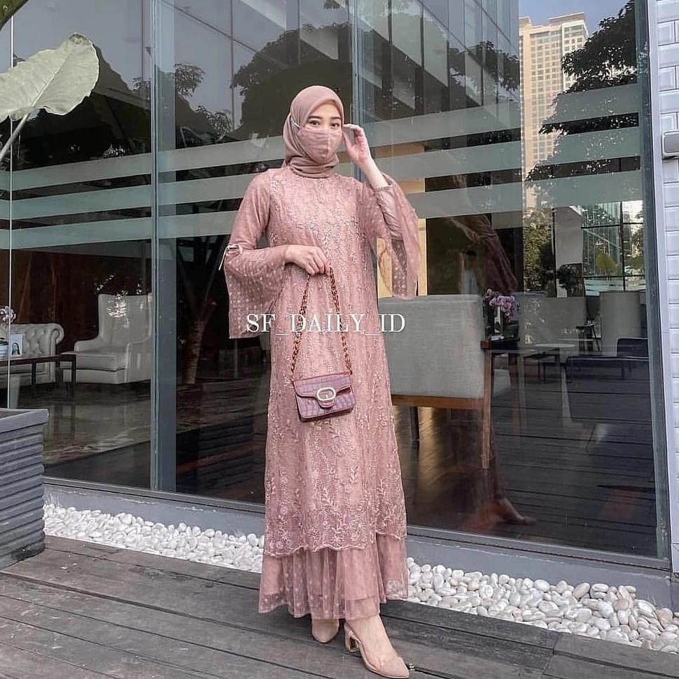 [ORI]RIRIN DRESS BRUKAT TILE IMPORT/GAMIS BRUKAT/DRESS MUSLIM/KEBAYA MODERN TERBARU 2021/GAMIS BRUKA