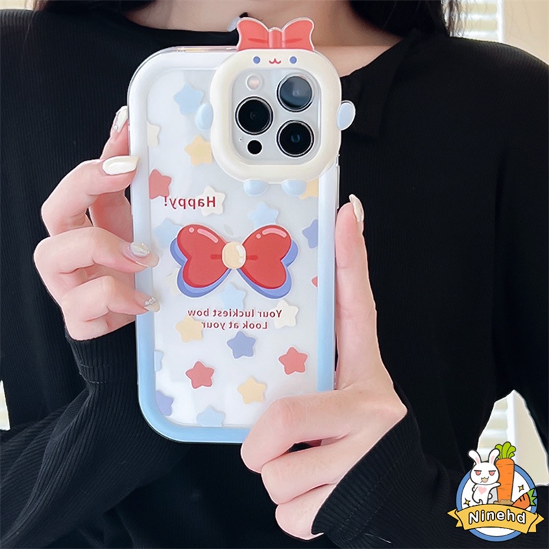 IPHONE Casing Kompatibel Untuk Iphone14 13 12 11 Pro Max X Xr Xs Max7 8 6 6s Plus Se2020Kartun Simpul Busur Kecil Lensa Ponsel Shockproof Bening Silikon Soft Case Cover Pelindung