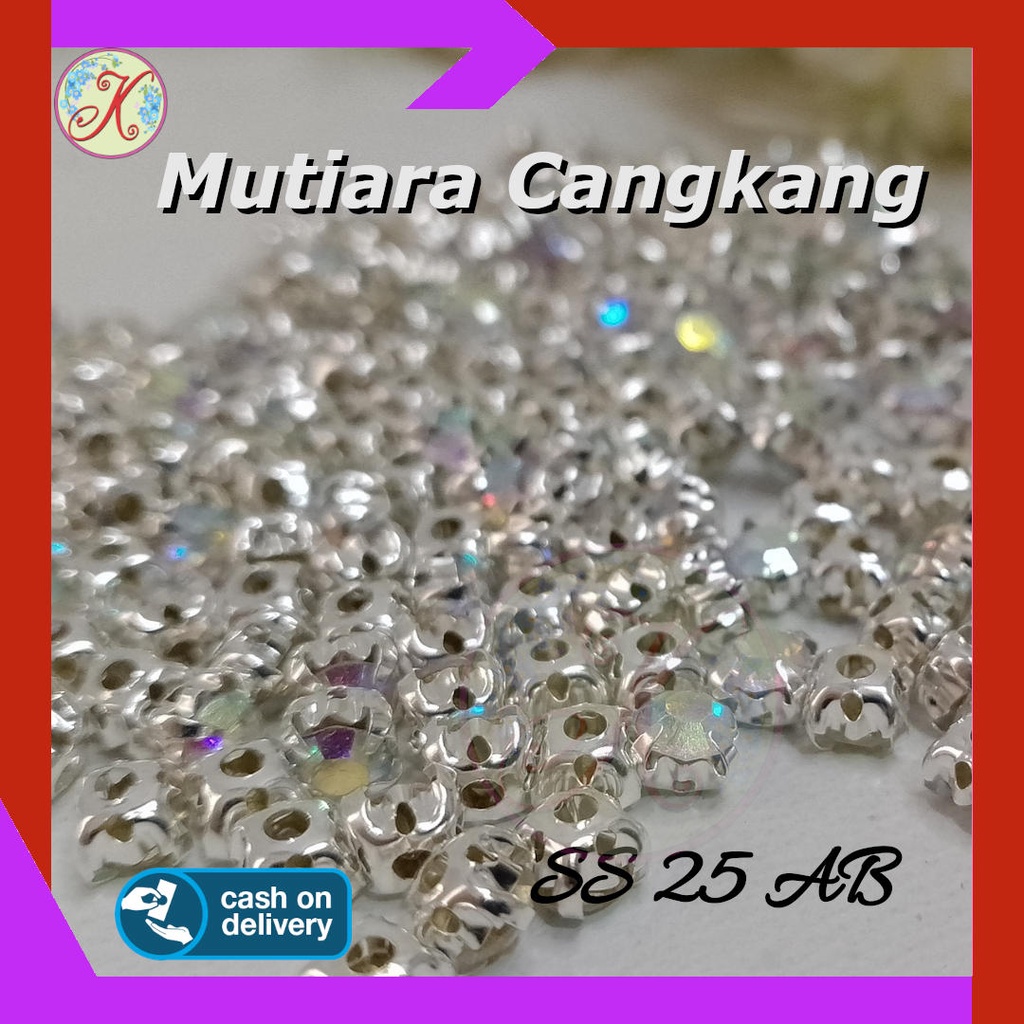 Mutiara Cangkang SS 25 AB Pelangi Jahit perlusin (bahan kerajinan / craft)