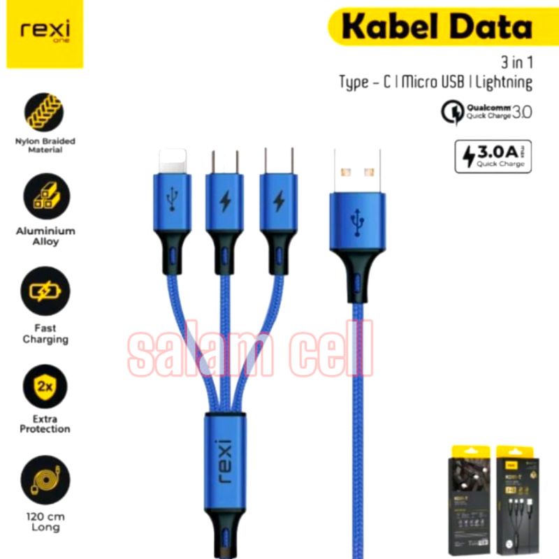 Kabel Data iPhone Micro Type C Rexi KD01-T Original Garansi Resmi