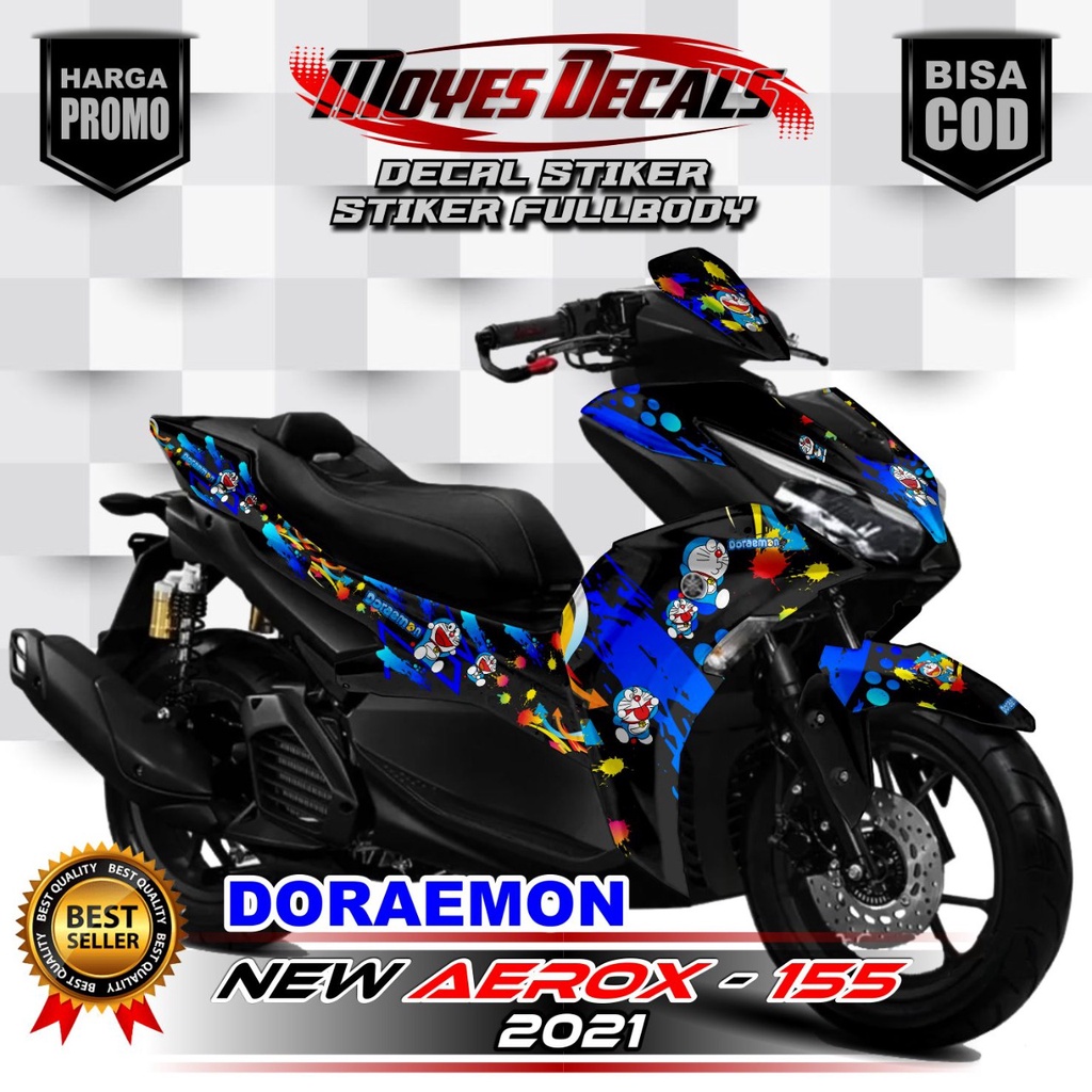 Decal New Aerox 155 2021 Full Body - Stiker Dekal Aerox Full Body Motif Doraemon