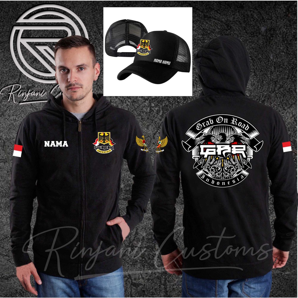 JAKET GBR 3 INDONESIA.JAKET GRAB ON ROAD.BISA TAMBAH NAMA