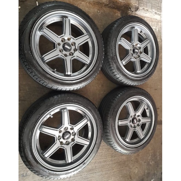 Velg Mobil Bekas Minas(HSR) Ring 16x7 Pcd 4x100/114 +Ban PHI 195 50 R16 Buat Jazz Yaris Mobilio Free