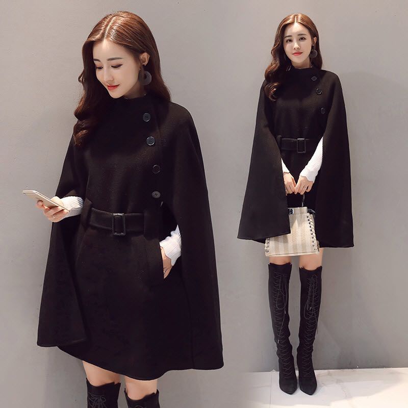 COAT CAPE WOOL WANITA KOREA
