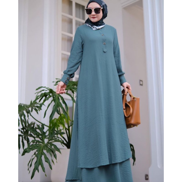 HAMEEDA SET | SETELAN MALAYSIA Simple Crinkle Airflow TUNIK DAN ROK