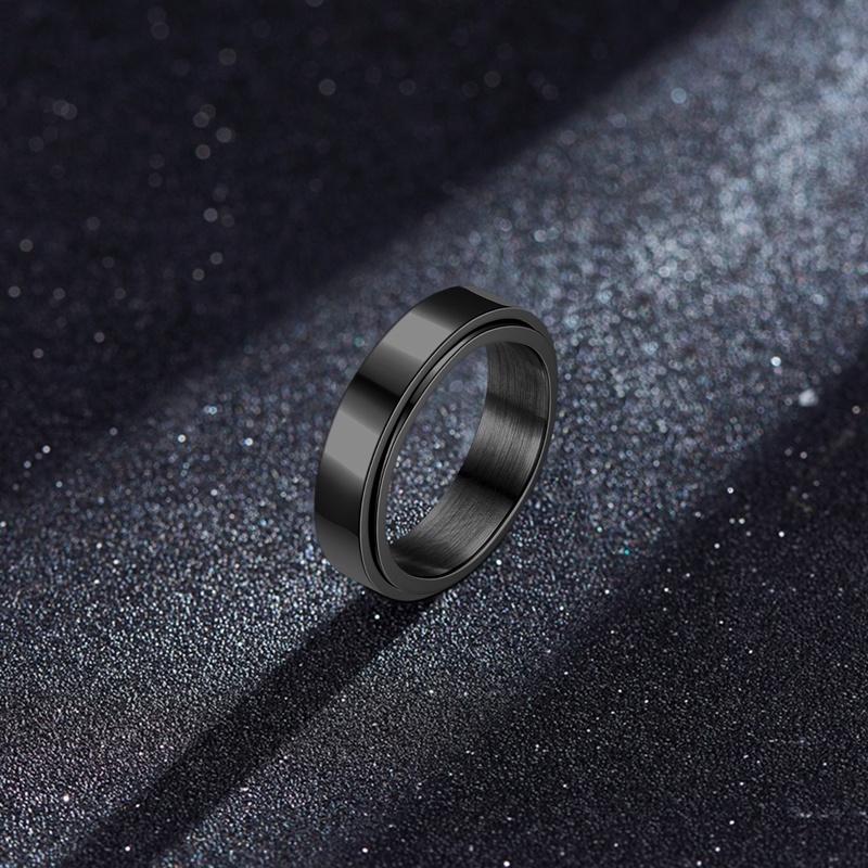 Cincin Dasar Yang Dapat Diputar Untuk Pria Hitam Stainless Steel Kasual Laki-Laki Anel Bergaya Punk Spinner Aliansi Perhiasan