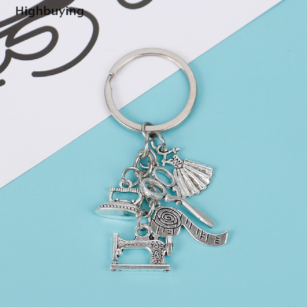 Hbid Gantungan Kunci Mesin Jahit Tailor Key Ring Pita Ukur Gunting Dress Key Chain Glory