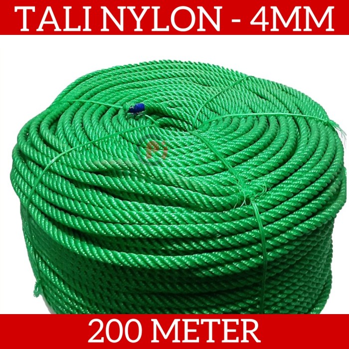 Tali Tambang Nylon Nilon Plastik Ukuran 4mm Per Roll Panjang 200 Meter