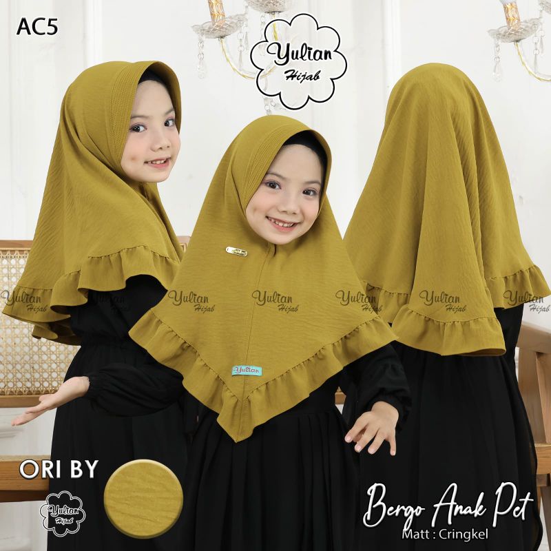 Bergo jilbab kerudung PREMIUM anak perempuan cringkle Rample