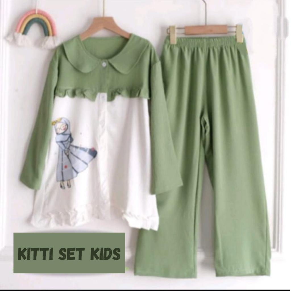 Kitti set kids /Setelan sablon anak perempuan /COD
