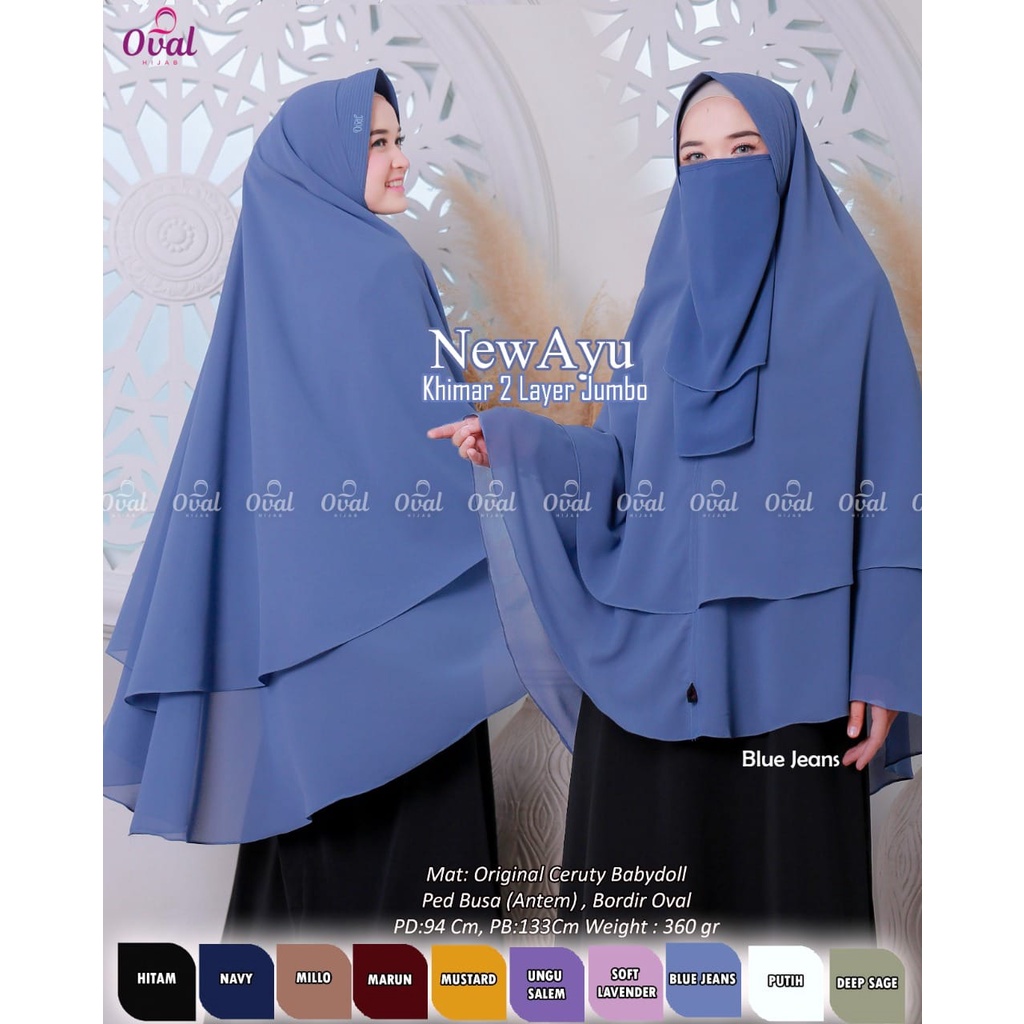 New Ayu Khimar Layer Ceruty Babydoll Khimar Susun Khimar Ceruty Babydoll Original Oval Hijab