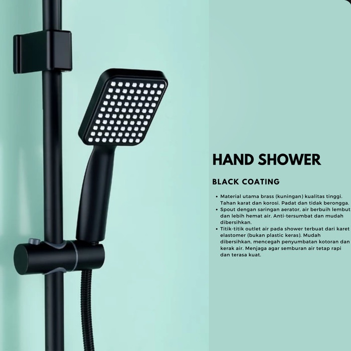 Shower Tiang Hitam Black Set Panas Dingin Column Mandi Keran Kran