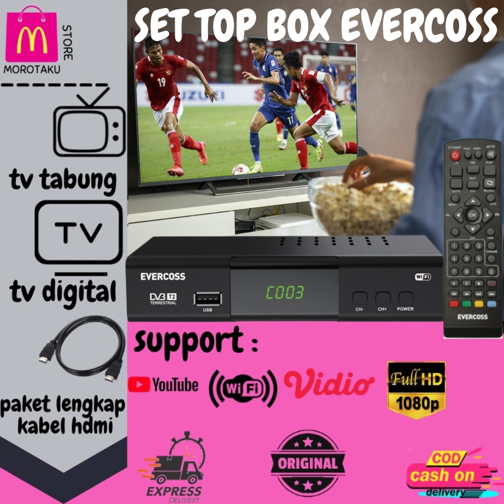 SET TOP BOX DIGITAL EVERCOSS RECEIVER DVB T2 SET TOP BOX EVERCROSS NOT SET TOP BOX POLYTRON NO SET T