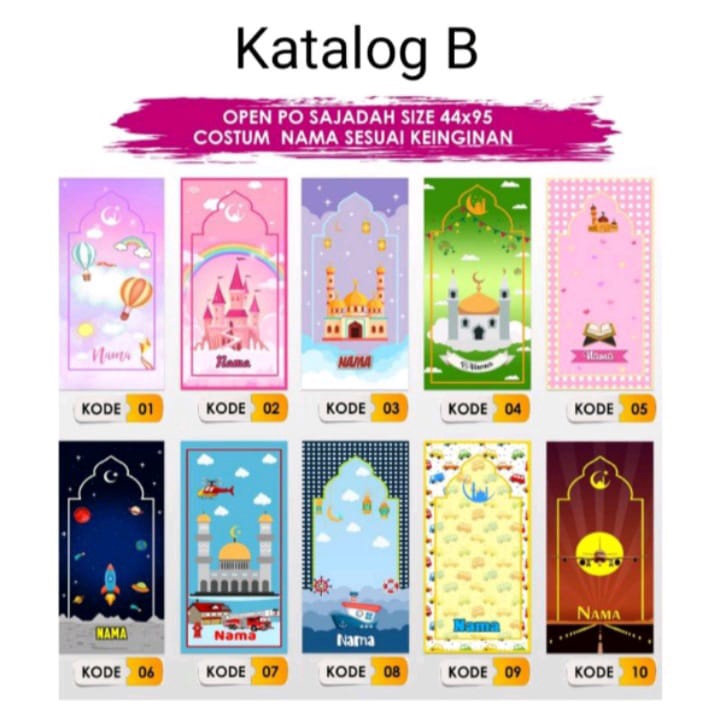 Sajadah printing Custom FREE DESAIN Sajadah Anak Printing souvenir/free nama satu satu tiap tas