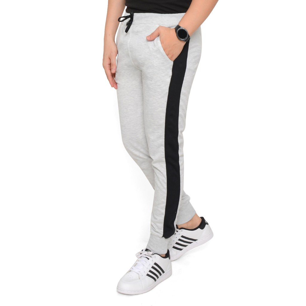 VICTORYALL- Celana Joger Polos Panjang Sweatpants Lutut Lentur Abu Tua Accademy Sport Training