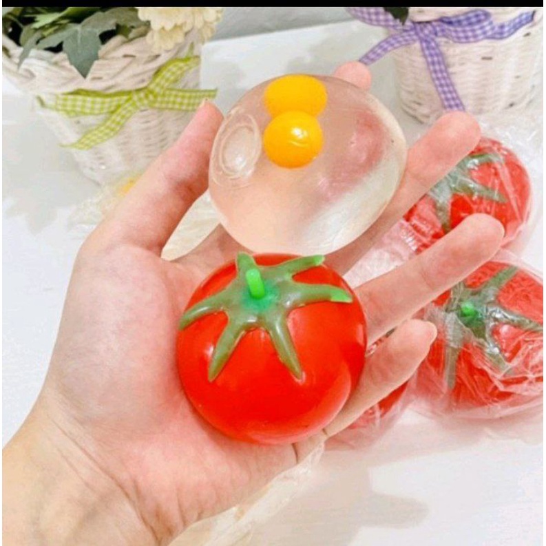 MAINAN SQUISY BOLA PENCET ANAK,STRESS BALL SQUISY TELUR BUAH/MAINAN SQUISY BUAH LEMPAR STRES BALL SQ