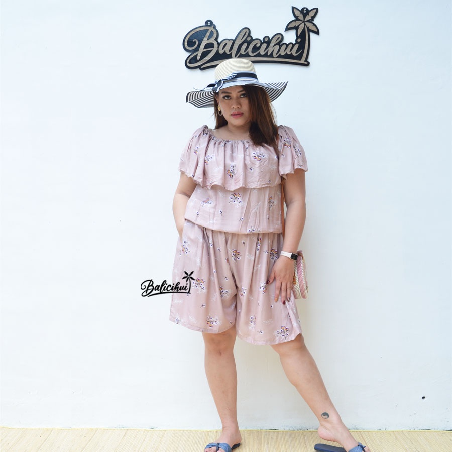 Balicihui Jumpsuit Sabrina Jumbo Jumpsuit Pendek Jumpsuit Wanita Jumpsuit Plus Size Bigsize