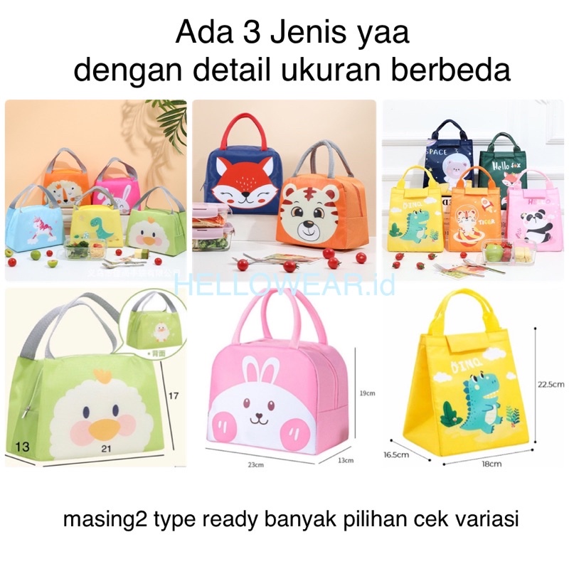 Part 2 - LUNCH BAG TAS BEKAL ALUMUNIUM TAS BENTO Cooler Bag Animal Karakter Kartun Tas Aluminium