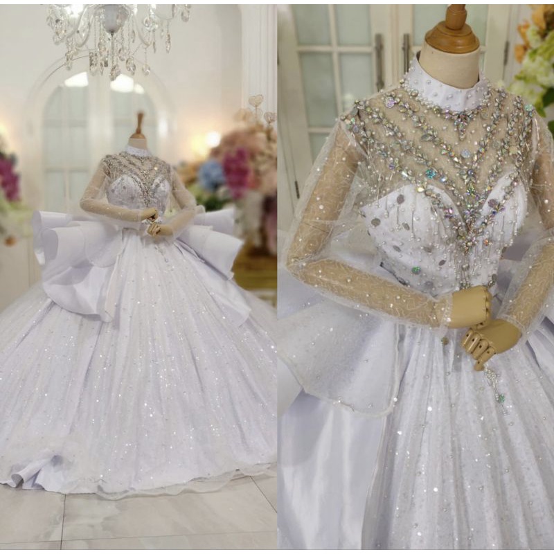 GAUN PENGANTIN BARBIE  MODERN MEWAH BEREKOR TRIDI//DRESS WEDDING
