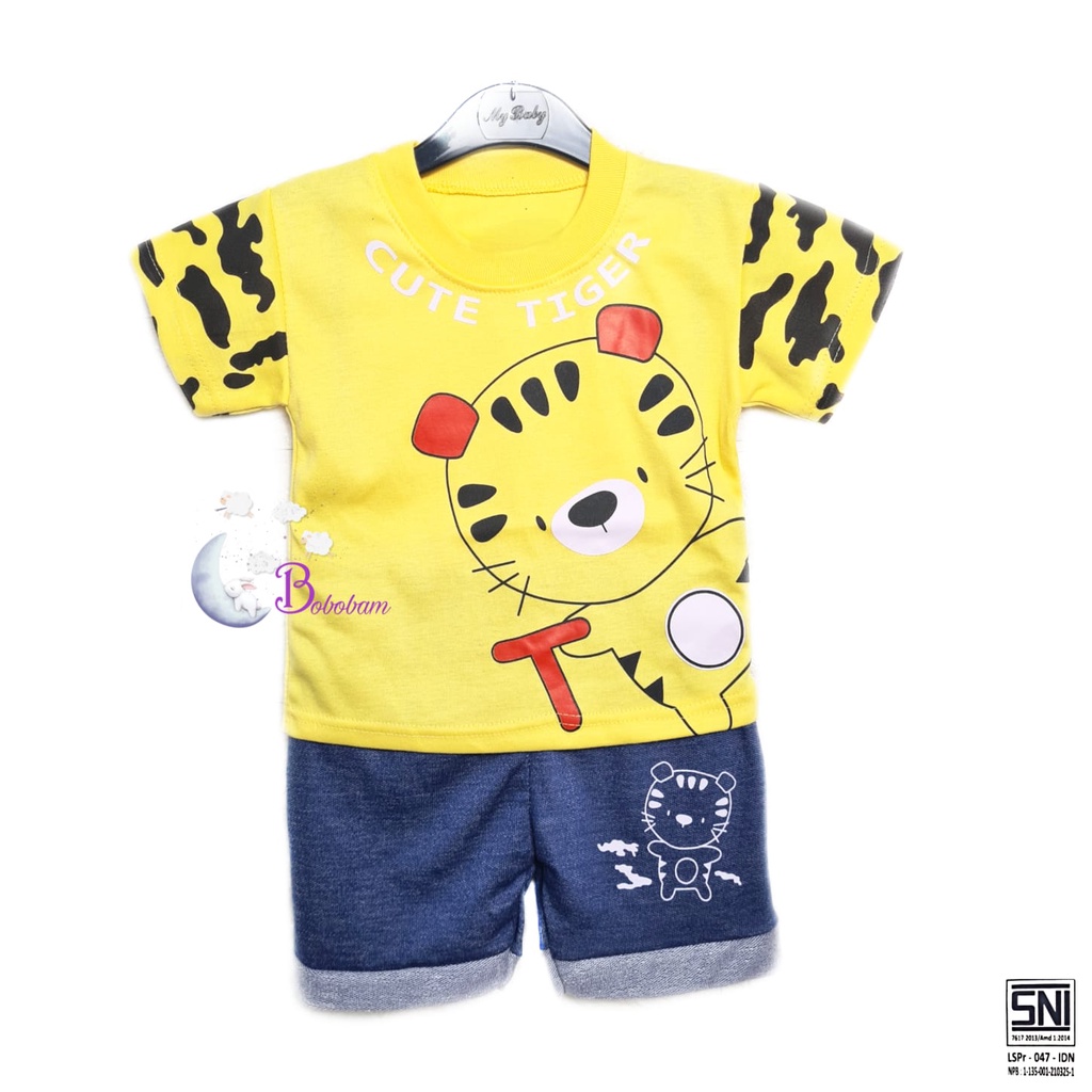 BOBOBAM BAJU BAYI LAKI LAKI  SETELAN ANAK COWO LUCU STELAN COWOK  6 12 BULAN  KEREN TRENDY KEKINIAN MACAN TIGER