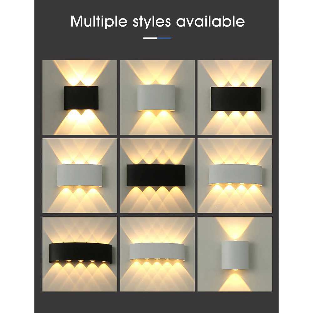 TaffLED Lampu Dinding Hias Outdoor Aluminium 6W 6 LED Warm White Lampu Kamar