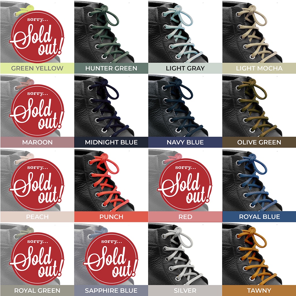 Tali Sepatu Lilin Oval 200cm 3.5mm Variasi Warna untuk Boots